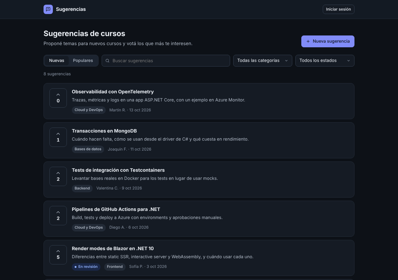 Suggestion list in the dark theme.